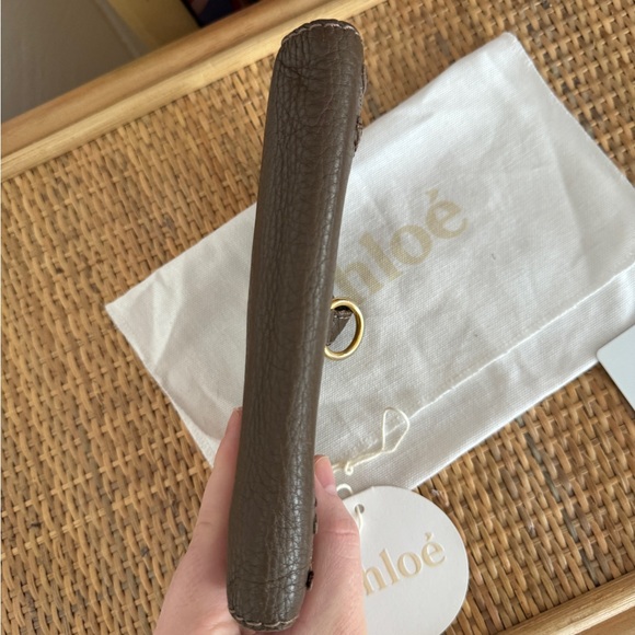 Chloe Marcie Long Wallet Bifold Purse Tassel Leather Gray Brown Taupe Authentic - Picture 7 of 14